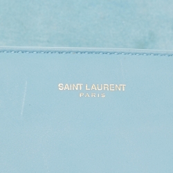 Pre Owned Saint Laurent Blue Leather Medium Chyc Flap Bag