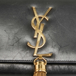 Pre Owned Saint Laurent Black Leather Small Kate Tassel Crossbody Bag