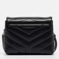 Saint Laurent Black Quilted Leather Toy Loulou Crossbody Bag