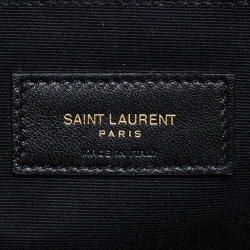 Pre Owned Saint Laurent Black Matelasse Leather Cassandre Wristlet Pouch