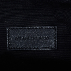 Pre Owned Saint Laurent Black Matelasse Leather Cassandre Wristlet Pouch