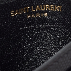 مملوكة مسبقًا Saint Laurent Black Matelassé Leather Monogram Card Holder  