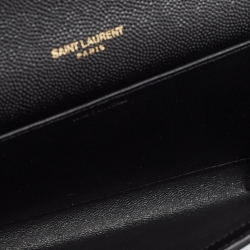 Pre Owned Saint Laurent Black Leather Uptown Wallet on Chain