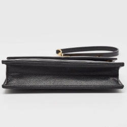Pre Owned Saint Laurent Black Matelassé Leather Envelope Wallet on Chain