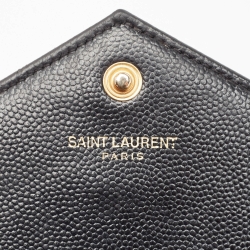 Pre Owned Saint Laurent Black Matelassé Leather Envelope Wallet on Chain
