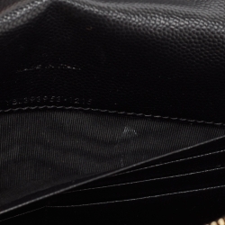 Pre Owned Saint Laurent Black Matelassé Leather Envelope Wallet on Chain