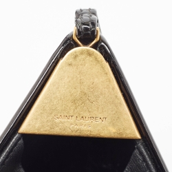 Pre Owned Saint Laurent Black Patent Leather Pyramid Box Wristlet Clutch