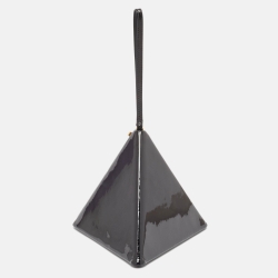 Pre Owned Saint Laurent Black Patent Leather Pyramid Box Wristlet Clutch