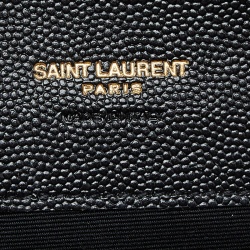 Pre Owned Saint Laurent Black Matelasse Leather Cassandra Wristlet Pouch