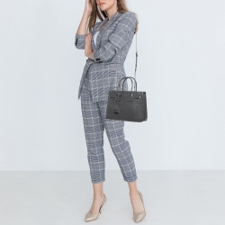 Pre Owned Saint Laurent Grey Croc Embossed Leather Baby Classic Sac De Jour Tote