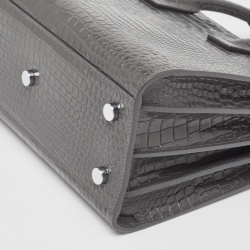 Pre Owned Saint Laurent Grey Croc Embossed Leather Baby Classic Sac De Jour Tote