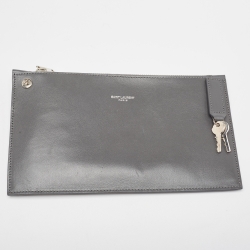 Pre Owned Saint Laurent Grey Croc Embossed Leather Baby Classic Sac De Jour Tote