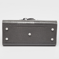 Pre Owned Saint Laurent Grey Croc Embossed Leather Baby Classic Sac De Jour Tote