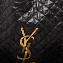 Pre Owned Saint Laurent Black Quilted Leather Maxi Icare Shopper Tote