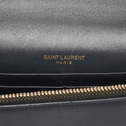 مملوكة مسبقًا Saint Laurent Matte Black Leather Kate Tassel Wallet On Chain
