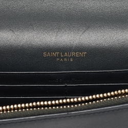 مملوكة مسبقًا Saint Laurent Matte Black Leather Kate Tassel Wallet On Chain
