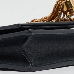 مملوكة مسبقًا Saint Laurent Matte Black Leather Kate Tassel Wallet On Chain
