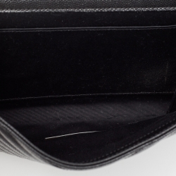 Pre Owned Saint Laurent Black Matelasse Leather Cassandre Wristlet Pouch
