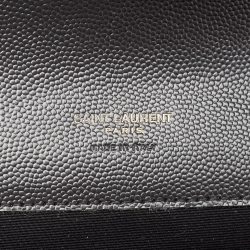 Pre Owned Saint Laurent Black Matelasse Leather Cassandre Wristlet Pouch