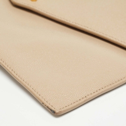 Pre Owned Saint Laurent Beige Leather Uptown Clutch