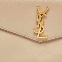 Pre Owned Saint Laurent Beige Leather Uptown Clutch