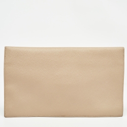 Pre Owned Saint Laurent Beige Leather Uptown Clutch