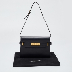 Pre Owned Saint Laurent Black Leather Small Manhattan Shoulder Bag