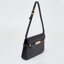 Pre Owned Saint Laurent Black Leather Small Manhattan Shoulder Bag