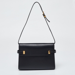 Pre Owned Saint Laurent Black Leather Small Manhattan Shoulder Bag