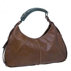 مملوكة مسبقًا حقيبة يد هوبو سان لوران باريس مومباسا بني صغيرة