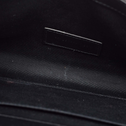 Pre Owned Saint Laurent Black Croc Embossed Leather Cassandre Flap Pouch