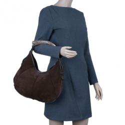 Pre Owned Saint Laurent Paris Brown Suede Small Mombasa Hobo