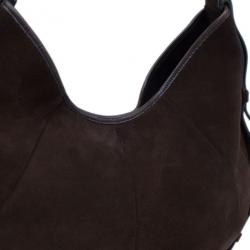 Pre Owned Saint Laurent Paris Brown Suede Small Mombasa Hobo