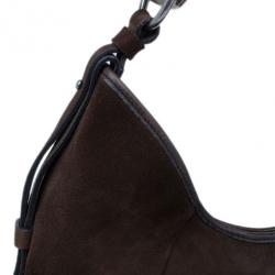 Pre Owned Saint Laurent Paris Brown Suede Small Mombasa Hobo