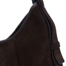 Pre Owned Saint Laurent Paris Brown Suede Small Mombasa Hobo