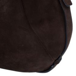 Pre Owned Saint Laurent Paris Brown Suede Small Mombasa Hobo