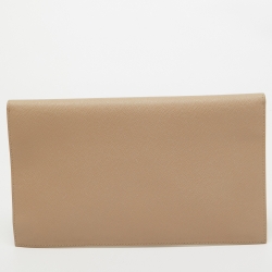Pre Owned Saint Laurent Beige Leather Uptown Clutch