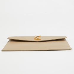 Pre Owned Saint Laurent Beige Leather Uptown Clutch