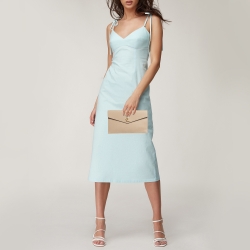 Pre Owned Saint Laurent Beige Leather Uptown Clutch