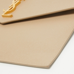 Pre Owned Saint Laurent Beige Leather Uptown Clutch