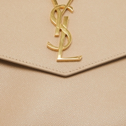Pre Owned Saint Laurent Beige Leather Uptown Clutch