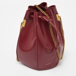 Pre Owned Saint Laurent Burgundy Leather Small Talitha Bucket Bag