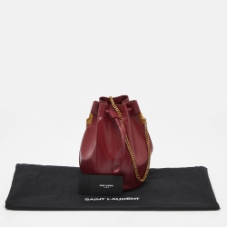 Pre Owned Saint Laurent Burgundy Leather Small Talitha Bucket Bag