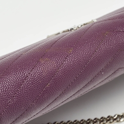 Pre Owned محفظة بسلسلة سان لوران جلد ماتيلاسيه بنفسجي مونوغرامي ظرفية