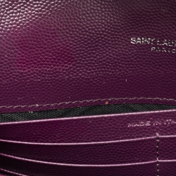 Pre Owned محفظة بسلسلة سان لوران جلد ماتيلاسيه بنفسجي مونوغرامي ظرفية