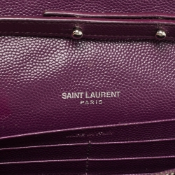 Pre Owned محفظة بسلسلة سان لوران جلد ماتيلاسيه بنفسجي مونوغرامي ظرفية