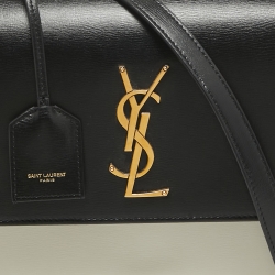Saint Laurent Black/White Leather Medium Sunset Top Handle Bag