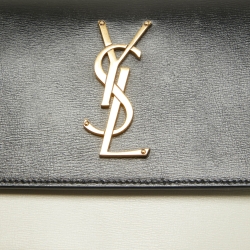 Saint Laurent Black/White Leather Medium Sunset Top Handle Bag