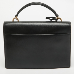 Saint Laurent Black/White Leather Medium Sunset Top Handle Bag