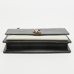 Saint Laurent Black/White Leather Medium Sunset Top Handle Bag